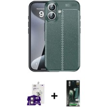 DS LLC Ieg™ iPhone 16 Kılıf Doruk Klasik Özel Seri - Siyah 360 Mat Full Body Arka Koruyucu + Pembe Bil