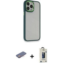 DS LLC Ieg™ iPhone 13 Pro Max Kılıf Eksen Doku Prime - Siyah Bilvis Hayalet Cam Ekran Koruyucu + Pembe
