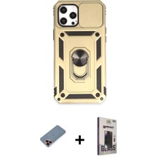 DS LLC Ieg™ iPhone 12 Pro Max Kılıf Ahenk Klasik - Siyah Bilvis Hayalet Cam Ekran Koruyucu + Kırmızı