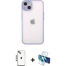 DS LLC Ieg™ iPhone 14 Kılıf Ahenk Çizgi Serisi - Siyah 3D Antistatik Cam Ekran Koruyucu + Gökkuşağ�