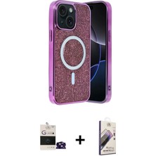 DS LLC Ieg™ iPhone 15 Kılıf Eksen Çizgi - Siyah Bilvis 3D Mat Cam Ekran Koruyucu + Sierra Blue Bilvis