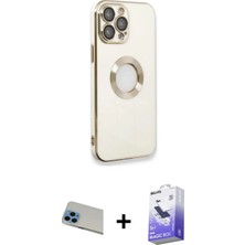 DS LLC Ieg™ iPhone 13 Pro Max Kılıf Iz Form Serisi - Siyah Bilvis 5in1 5d Magic Hayalet Cam Ekran Koru