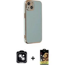 DS LLC Ieg™ iPhone 14 Kılıf Yankı Serisi - Siyah Buffer Cam Ekran Koruyucu + Gümüş Pvd Metal Kamera