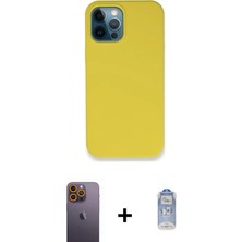 DS LLC Ieg™ iPhone 12 Pro Max Kılıf Zirve Modern Özel Seri - Siyah Joko Magic 5d Cam + Sarı Neon Fosf