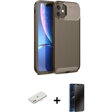 DS LLC Ieg™ iPhone 11 Kılıf Eksen Form Prime - Siyah 3D Antistatik Hayalet Cam Ekran Koruyucu + Pembe R