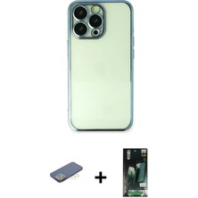 DS LLC Ieg™ iPhone 13 Pro Kılıf Vadi Minimal - Şeffaf 360 Full Body Arka Koruyucu + Yeşil Renkli Kame
