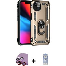 DS LLC Ieg™ iPhone 14 Kılıf Ahenk Klasik Koleksiyonu - Siyah Joko Magic 5d Cam + Kırmızı Raze Metal