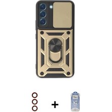 DS LLC Ieg™ Galaxy S23 Kılıf Ahenk Klasik - Siyah Joko Magic 5d Cam + Kırmızı Metal Kamera Lens