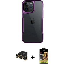 DS LLC Ieg™ iPhone 14 Pro Max Kılıf Akış Çizgi Koleksiyonu - Siyah Buffer Cam Ekran Koruyucu + Gold