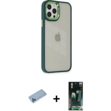 DS LLC Ieg™ iPhone 12 Pro Max Kılıf Eksen Doku Prime - Siyah 360 Mat Full Body Arka Koruyucu + Mavi Shi
