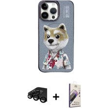 DS LLC Ieg™ iPhone 15 Pro Kılıf Siluet Modern Özel Seri - Siyah Bilvis 3D Mat Cam Ekran Koruyucu + Siy