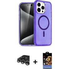 DS LLC Ieg™ iPhone 15 Pro Kılıf Eksen Doku Koleksiyonu - Siyah Buffer Hayalet Cam Ekran Koruyucu + Güm