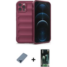 DS LLC Ieg™ iPhone 12 Pro Kılıf Atlas Koleksiyonu - Siyah 360 Mat Full Body Arka Koruyucu + Mavi Metal