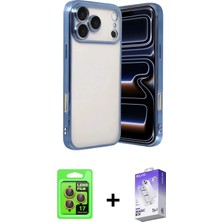 DS LLC Ieg™ iPhone 17 Pro Kılıf Vadi Minimal - Siyah Bilvis 5in1 3D Magic Cam Ekran Koruyucu + Turuncu