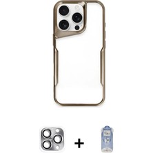 DS LLC Ieg™ iPhone 16 Pro Max Kılıf Akış Çizgi Koleksiyonu - Siyah Joko Magic 5d Cam + Gri Pers Alü