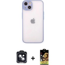 DS LLC Ieg™ iPhone 14 Kılıf Ahenk Çizgi Serisi - Siyah Buffer Cam Ekran Koruyucu + Siyah Pvd Metal Kam