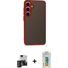 DS LLC Ieg™ Galaxy S24 Kılıf Ahenk Çizgi Serisi - Siyah Polymer Nano Ekran Koruyucu + Derin Mor Pvd Me