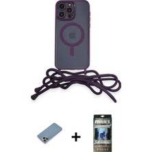 DS LLC Ieg™ iPhone 12 Pro Kılıf Eksen Özel Seri - Siyah 34D Hayalet Izgaralı Cam + Gökkuşağı Shin