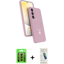 DS LLC Ieg™ Galaxy A15 4g Kılıf Iz Işık Koleksiyonu - Şeffaf Pasifik Cam Ekran Koruyucu + Siyah Raz