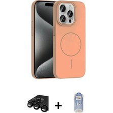 DS LLC Ieg™ iPhone 15 Pro Max Kılıf Siluet Doku Özel Seri - Siyah Joko Magic 5d Cam + Siyah Raze Metal