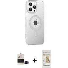 DS LLC Ieg™ iPhone 14 Pro Max Kılıf Yörünge Koleksiyonu - Siyah Mat Seramik Nano Ekran Koruyucu + Siy