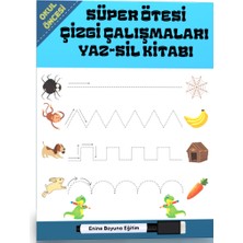 Enine Boyuna Eğitim Okul Öncesi Süper Ötesi Çizgi Çalışmaları Yaz-Sil Kitabı