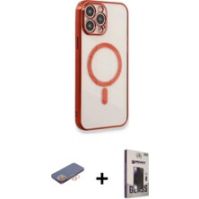 DS LLC Ieg™ iPhone 13 Pro Max Kılıf Doruk Minimal - Siyah Bilvis Hayalet Cam Ekran Koruyucu + Turuncu R