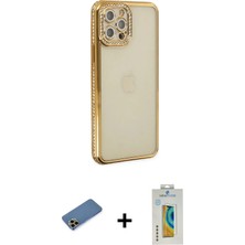 DS LLC Ieg™ iPhone 12 Pro Kılıf Yörünge Koleksiyonu - Siyah Polymer Nano Ekran Koruyucu + Gold Shine