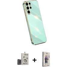 DS LLC Ieg™ Galaxy S24 Ultra Kılıf Yankı Serisi - Siyah Bilvis 3D Cam Ekran Koruyucu + Derin Mor Bilvi