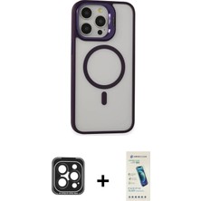 DS LLC Ieg™ iPhone 15 Pro Max Kılıf Ahenk Klasik Özel Seri - Şeffaf Pasifik Cam Ekran Koruyucu + Siya