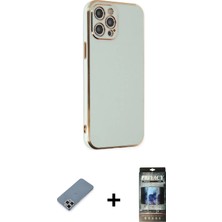 DS LLC Ieg™ iPhone 12 Pro Kılıf Yankı Serisi - Siyah 34D Hayalet Izgaralı Cam + Gümüş Metal Kamera