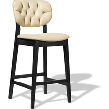 Gazzini Furniture Olivya Kapitoneli Ahşap Bar Sandalyesi