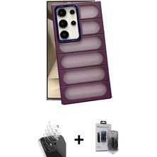 DS LLC Ieg™ Galaxy S24 Ultra Kılıf Yadigar Doku Özel Seri - Siyah Vanessa Magic Hayalet Cam + Şeffaf