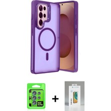 DS LLC Ieg™ Galaxy S25 Ultra Kılıf Akış Form - Şeffaf Polymer Nano Ekran Koruyucu + Mavi Raze Metal