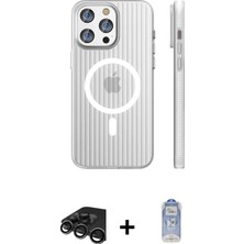 DS LLC Ieg™ iPhone 15 Pro Max Kılıf Pusula Minimal Koleksiyonu - Siyah Joko Magic 5d Cam + Titanyum Gri