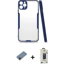 DS LLC Ieg™ iPhone 11 Pro Max Kılıf Atlas Asil Serisi - Siyah Bilvis Hayalet Cam Ekran Koruyucu + Mavi