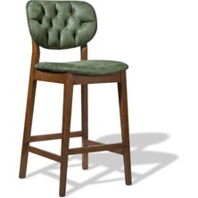 Gazzini Furniture Olivya Kapitoneli Ahşap Bar Sandalyesi