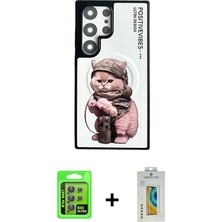 DS LLC Ieg™ Galaxy S24 Ultra Kılıf Siluet Modern Özel Seri - Siyah Polymer Nano Ekran Koruyucu + Gri R