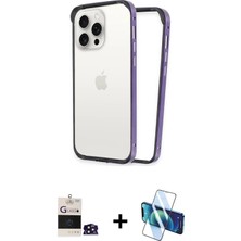 DS LLC Ieg™ iPhone 14 Pro Max Kılıf Pusula Asil Koleksiyonu - Siyah 3D Antistatik Cam Ekran Koruyucu +