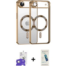 DS LLC Ieg™ iPhone 17 Air Kılıf Nova Işık Özel Seri - Şeffaf Pasifik Cam Ekran Koruyucu + Gold Bilv