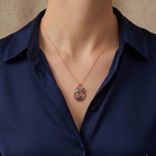 Pigoda Ruby Renk Uğur Böceği Kelebek Desen Kolye Sevgiliye Hediye
