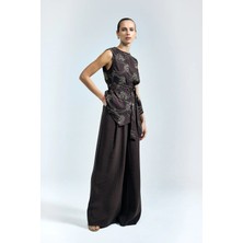 Sateen Dina Pantolon - Koyu Kahve