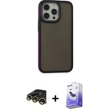 DS LLC Ieg™ iPhone 13 Pro Max Kılıf Eksen Işık - Siyah Bilvis 5in1 5d Magic Hayalet Cam Ekran Koruyuc