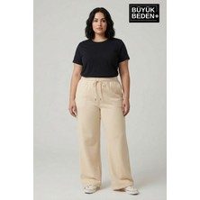 Superlife Kadın Büyük Beden Bol Paça  Yüksek Bel Lastikli Salaş Eşofman Altı SPR26BEA988