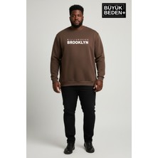 Superlife Erkek Büyük Beden Willams Brooklyn Baskılı Bisiklet Yaka Ince Sweatshirt SPR26BSW956-16