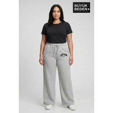 Superlife Kadın Büyük Beden Bol Paça  Yüksek Bel Lastikli Newyork Baskılı Eşofman Altı SPR26BEA988-5