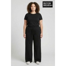 Superlife Kadın Büyük Beden Bol Paça  Yüksek Bel Lastikli Salaş Eşofman Altı SPR26BEA988