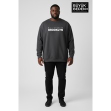 Superlife Erkek Büyük Beden Willams Brooklyn Baskılı Bisiklet Yaka Ince Sweatshirt SPR26BSW956-16