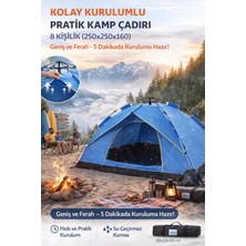 Munico 8 Kişilik Kamp Çadırı Tam Otomatik Kurulum Su Geçirmez Dayanıklı Festival Kamp Çadırı Açılır Sistem
