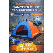 Munico Su Geçirmez Rüzgar Dayanıklı Kolay Kurulum Aile Çadırı 4 Kişilik Kamp Çadırı Otomatik Kurulum